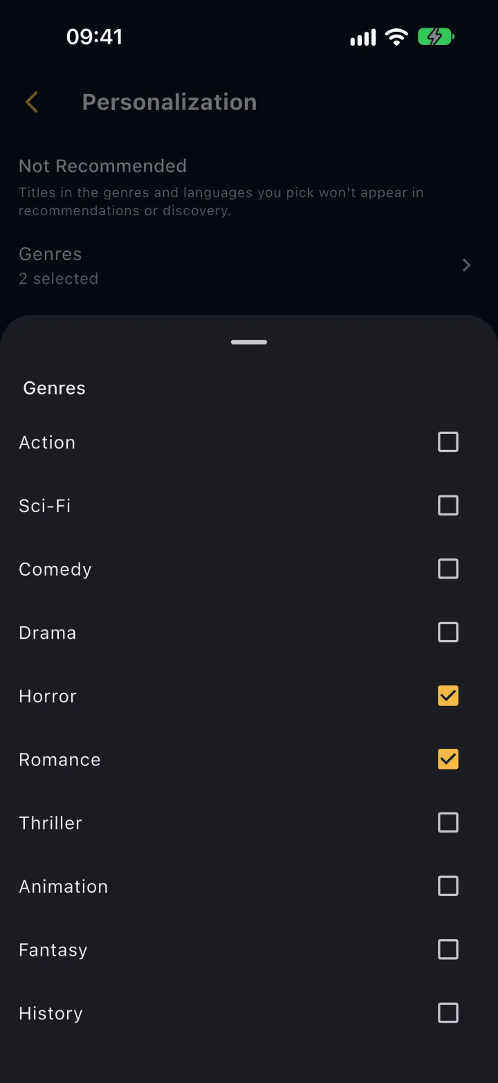 Not Recommended: choosing genres to leave out